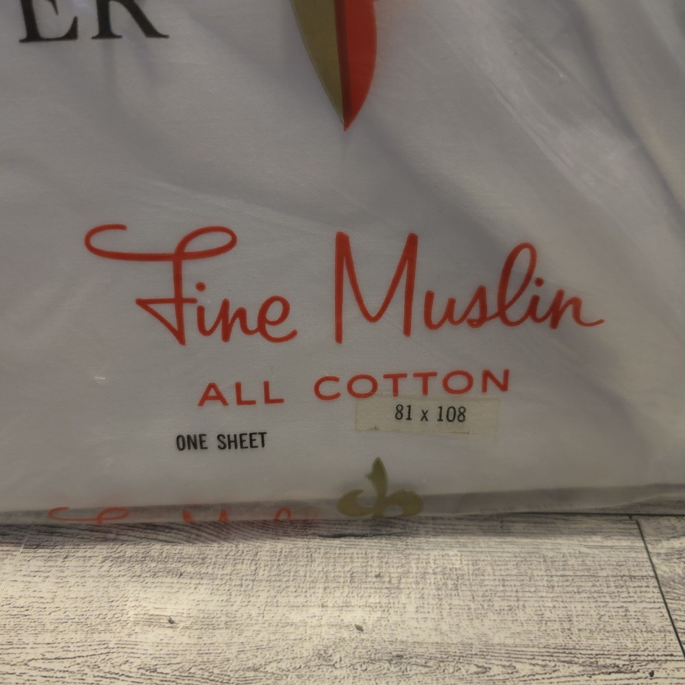 NOS VTG Dan‎ River Fine Muslin All Cotton White Flat Full Bed Sheet 81X108 -USA - Picture 6 of 7